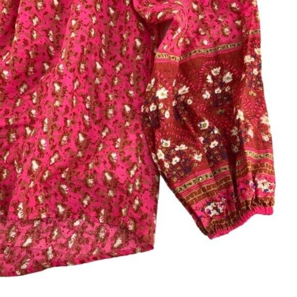 Joie Pink Button Down Long Sleeve Peasant Blouse with Ruffle Details - Picture 4 of 5